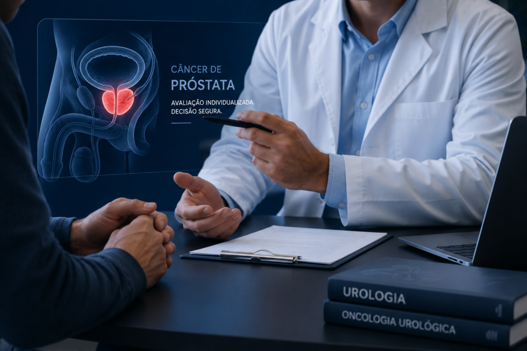 Avaliação especializada para câncer de próstata em consulta urológica