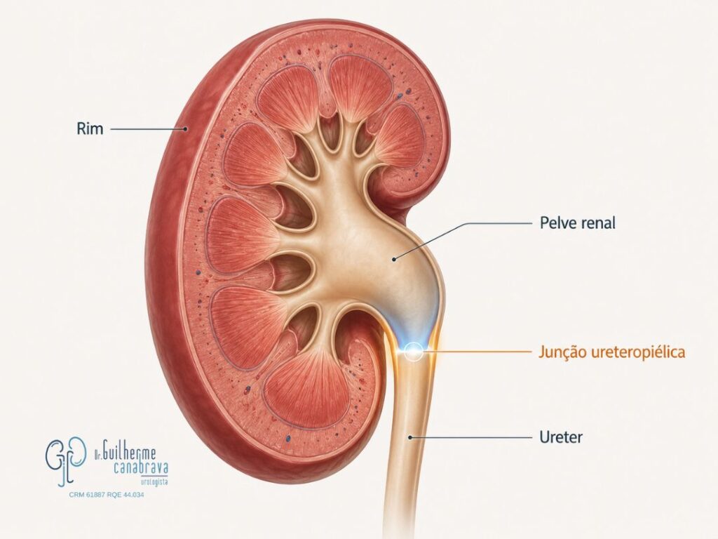 Anatomia da junção ureteropiélica entre o rim e o ureter