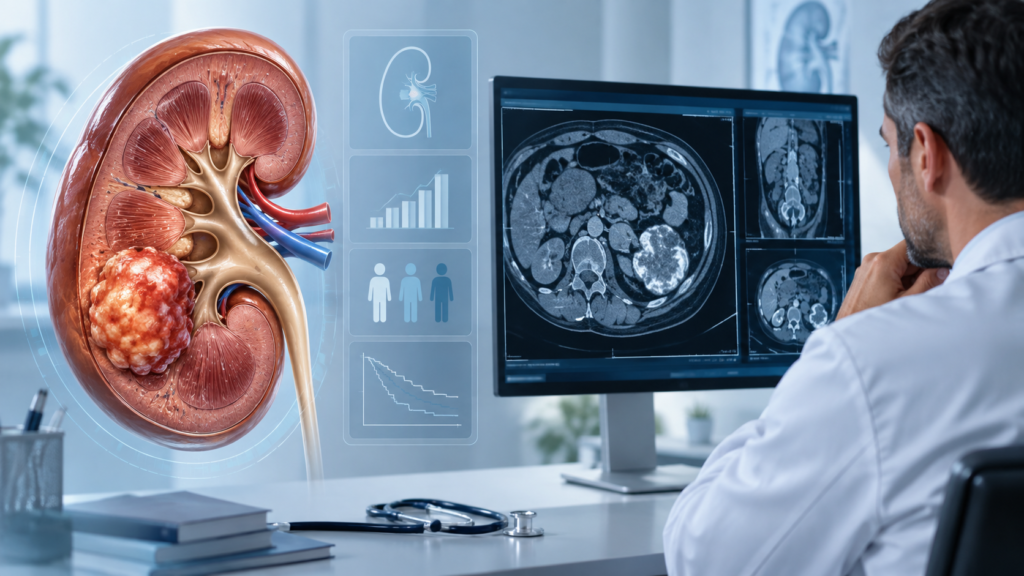 médico avaliando o cancer de rim 